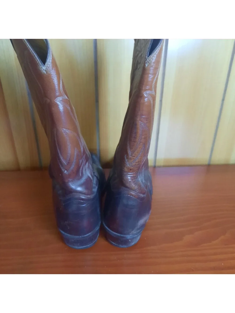 Vintage Justin Two Tone Tan Black Cowboy Boots Style 5523 Size 9.5 E USA